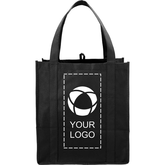 80 GSM Non-Woven Shopping Tote with Bottom Board, 14.5 x 13 x 10 in