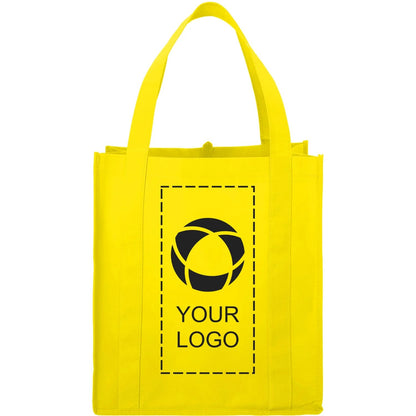 80 GSM Non-Woven Shopping Tote with Bottom Board, 14.5 x 13 x 10 in