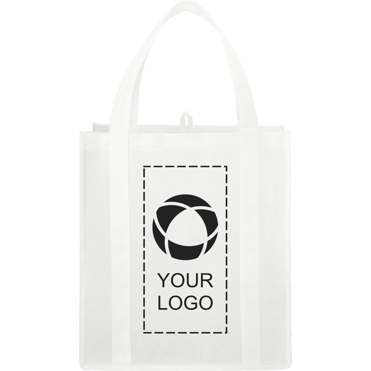 80 GSM Non-Woven Shopping Tote with Bottom Board, 14.5 x 13 x 10 in, White