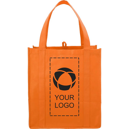80 GSM Non-Woven Shopping Tote with Bottom Board, 14.5 x 13 x 10 in, Orange