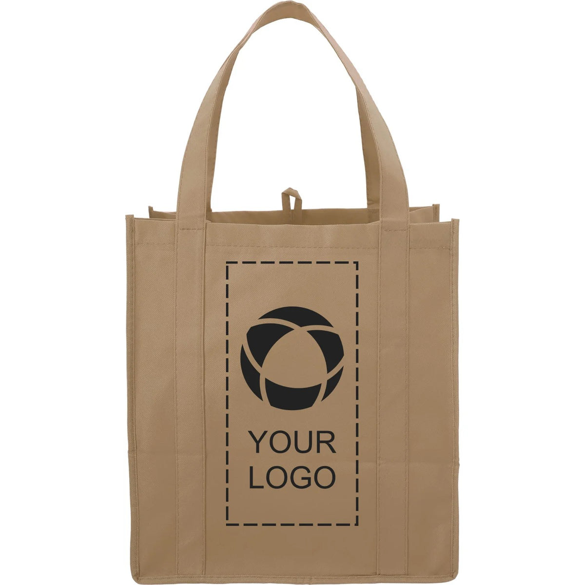 80 GSM Non-Woven Shopping Tote with Bottom Board, 14.5 x 13 x 10 in, Natural
