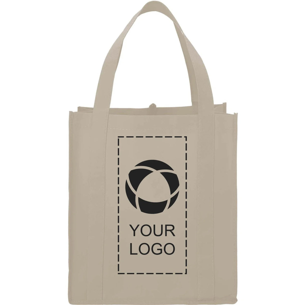 80 GSM Non-Woven Shopping Tote with Bottom Board, 14.5 x 13 x 10 in, Cream