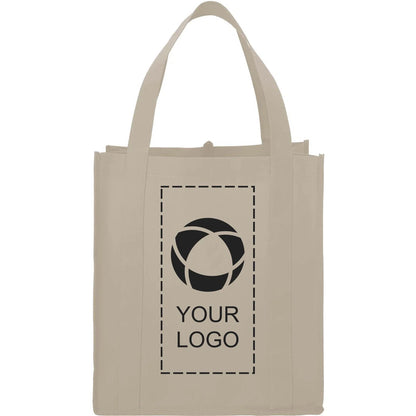 80 GSM Non-Woven Shopping Tote with Bottom Board, 14.5 x 13 x 10 in, Cream