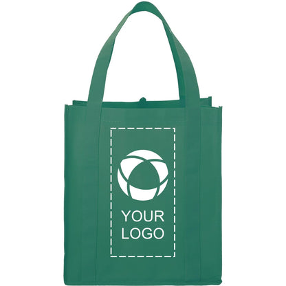 80 GSM Non-Woven Shopping Tote with Bottom Board, 14.5 x 13 x 10 in