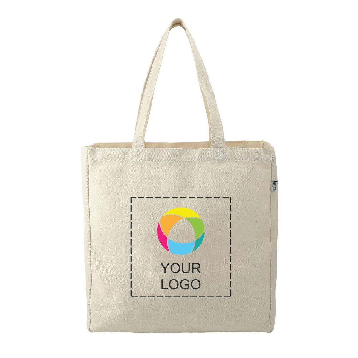 Hemp Cotton Blend Carry-All Tote Bag with Gusset, 14.5 x 14.5 in