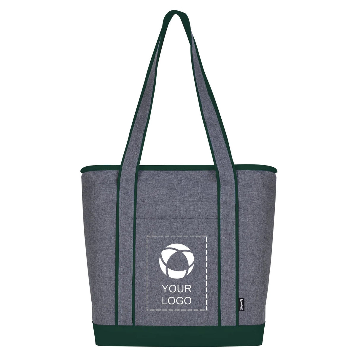 Two-Tone 600D Polyester Zippered Cooler Tote with PEVA Liner, 14 x 17 in