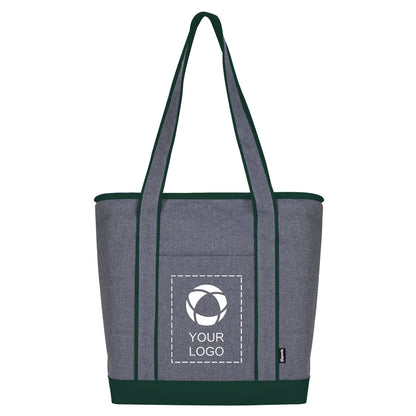 Two-Tone 600D Polyester Zippered Cooler Tote with PEVA Liner, 14 x 17 in