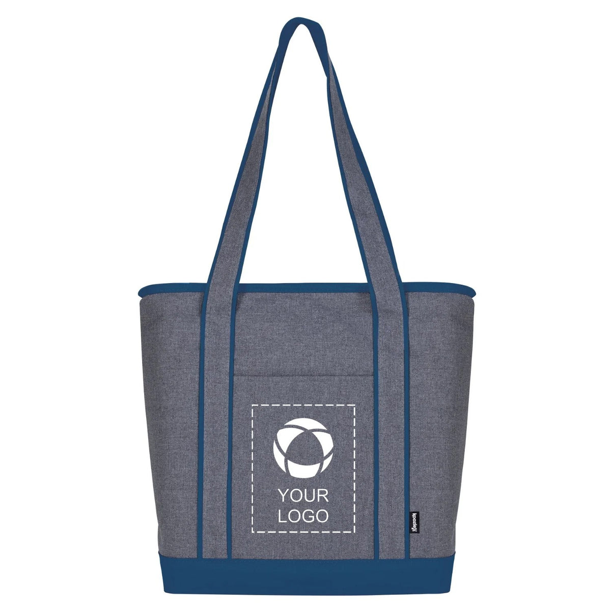 Two-Tone 600D Polyester Zippered Cooler Tote with PEVA Liner, 14 x 17 in