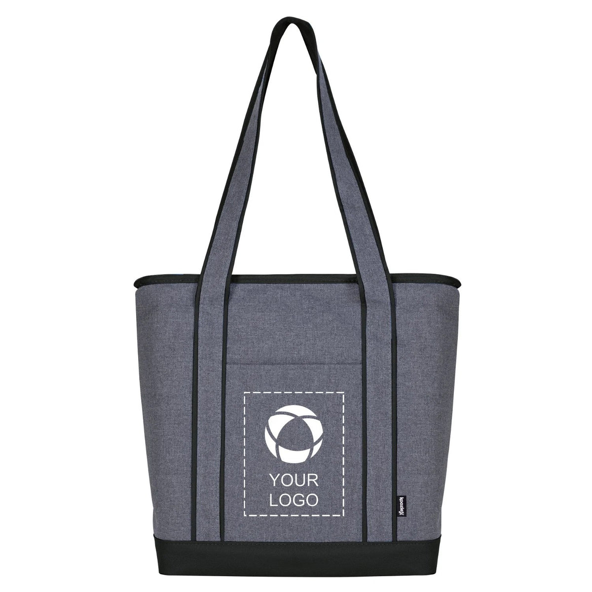 Two-Tone 600D Polyester Zippered Cooler Tote with PEVA Liner, 14 x 17 in