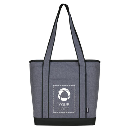Two-Tone 600D Polyester Zippered Cooler Tote with PEVA Liner, 14 x 17 in