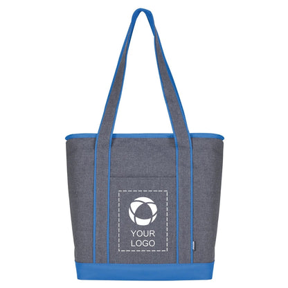 Two-Tone 600D Polyester Zippered Cooler Tote with PEVA Liner, 14 x 17 in
