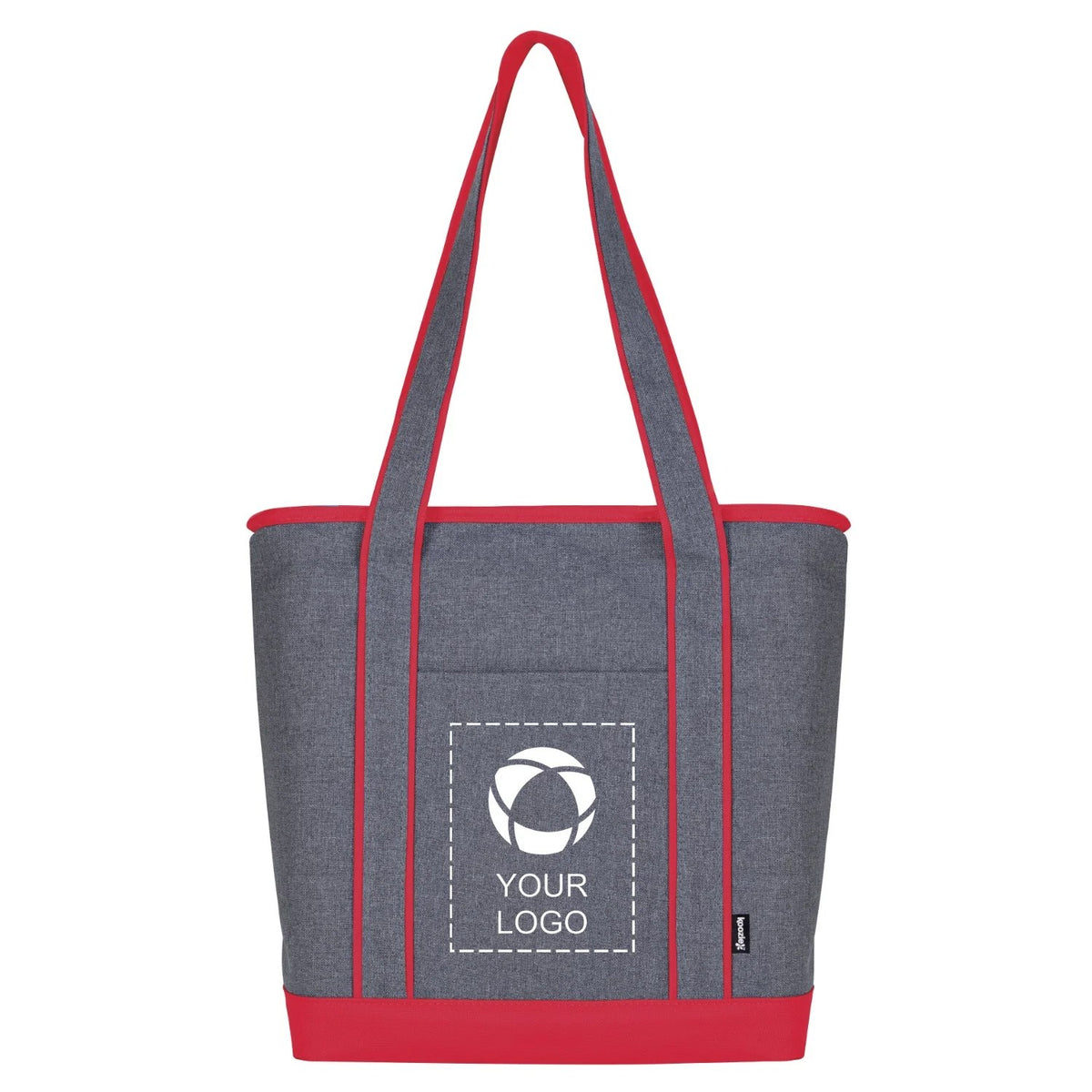 Two-Tone 600D Polyester Zippered Cooler Tote with PEVA Liner, 14 x 17 in