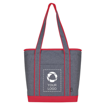 Two-Tone 600D Polyester Zippered Cooler Tote with PEVA Liner, 14 x 17 in