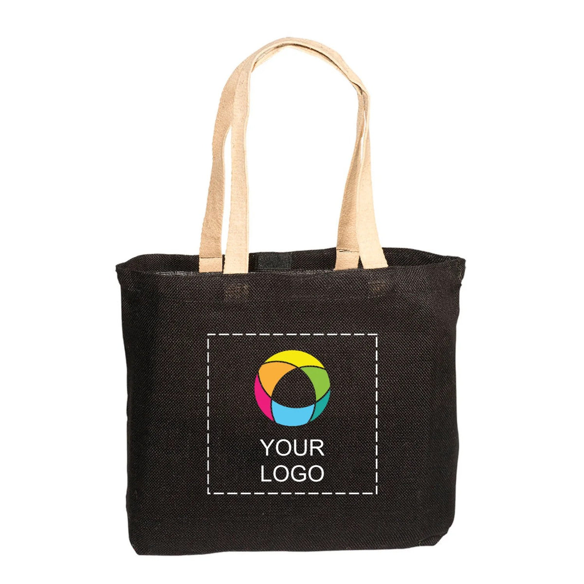 Wholesale 100% Jute Tote Bag with Cotton Web Handles, 13.8 x 17.8 in