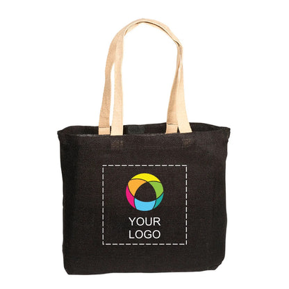 Wholesale 100% Jute Tote Bag with Cotton Web Handles, 13.8 x 17.8 in