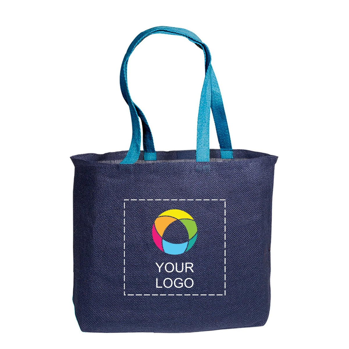 Wholesale 100% Jute Tote Bag with Cotton Web Handles, 13.8 x 17.8 in