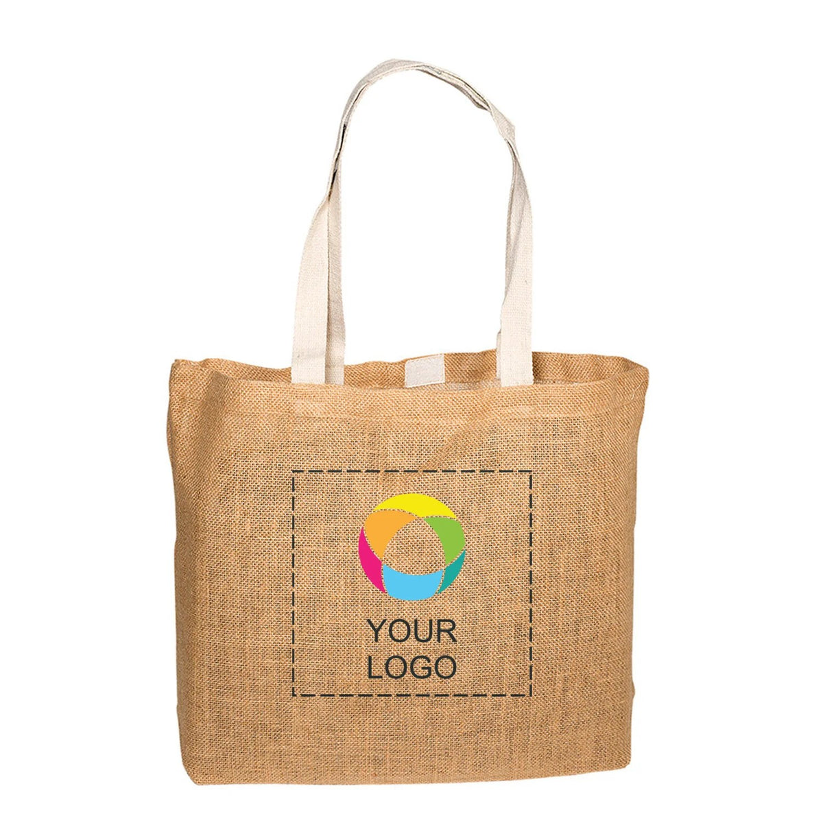 Wholesale 100% Jute Tote Bag with Cotton Web Handles, 13.8 x 17.8 in