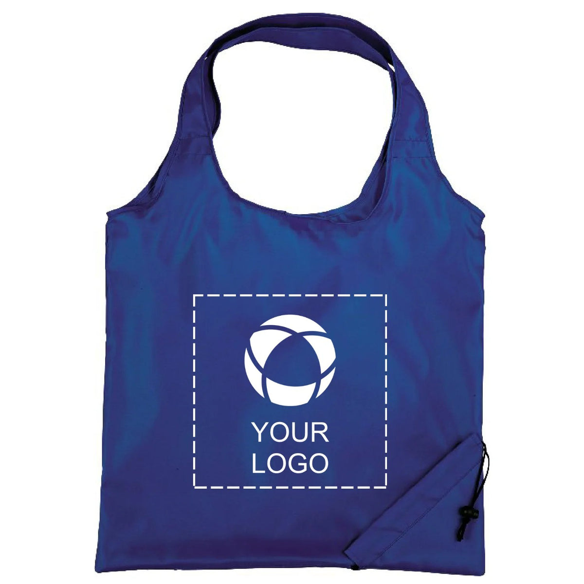 Packable Polyester Promo Tote Bag with Built-In Pouch, 15 x 15.5 in