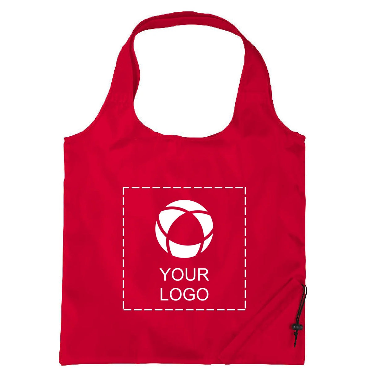 Packable Polyester Promo Tote Bag with Built-In Pouch, 15 x 15.5 in