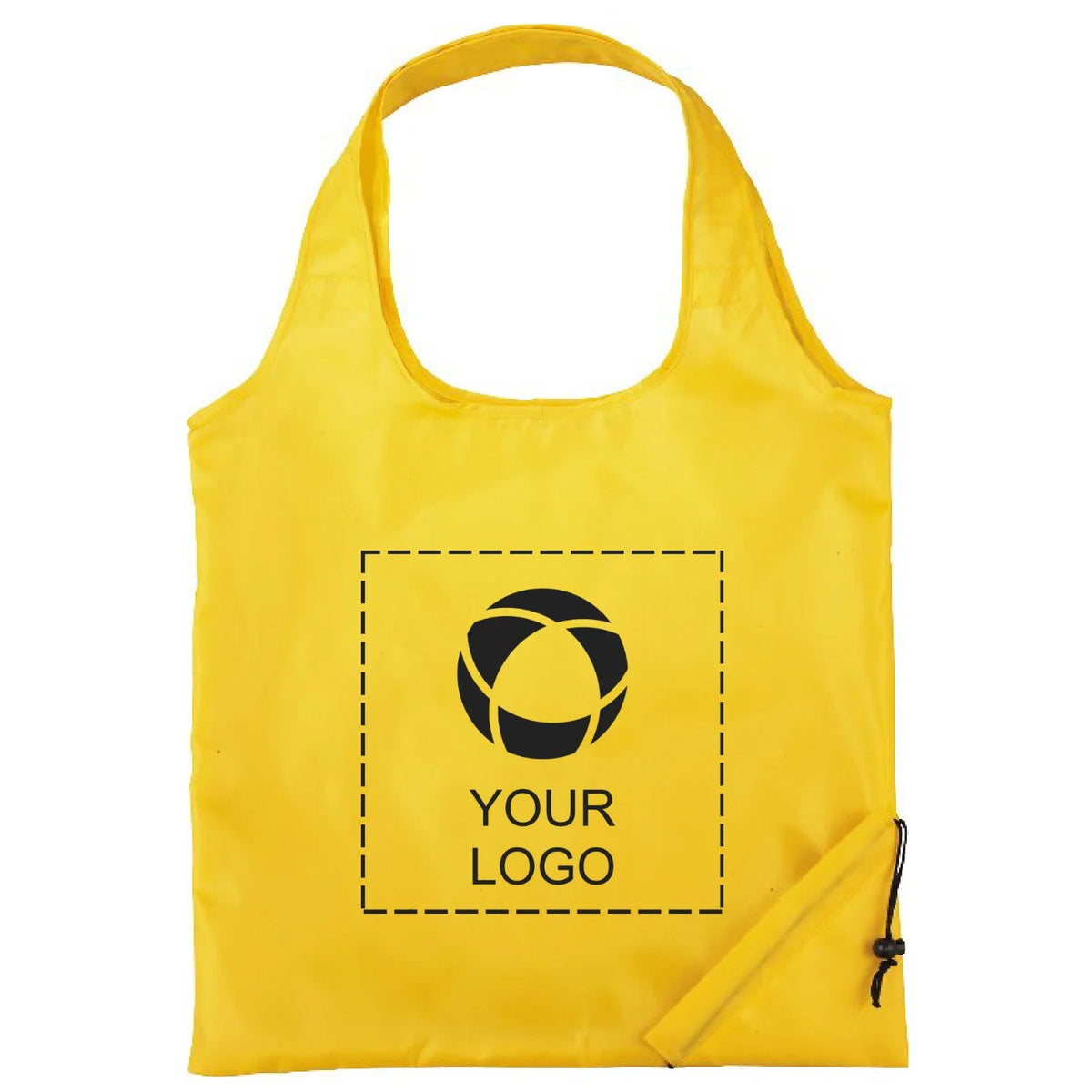 Packable Polyester Promo Tote Bag with Built-In Pouch, 15 x 15.5 in
