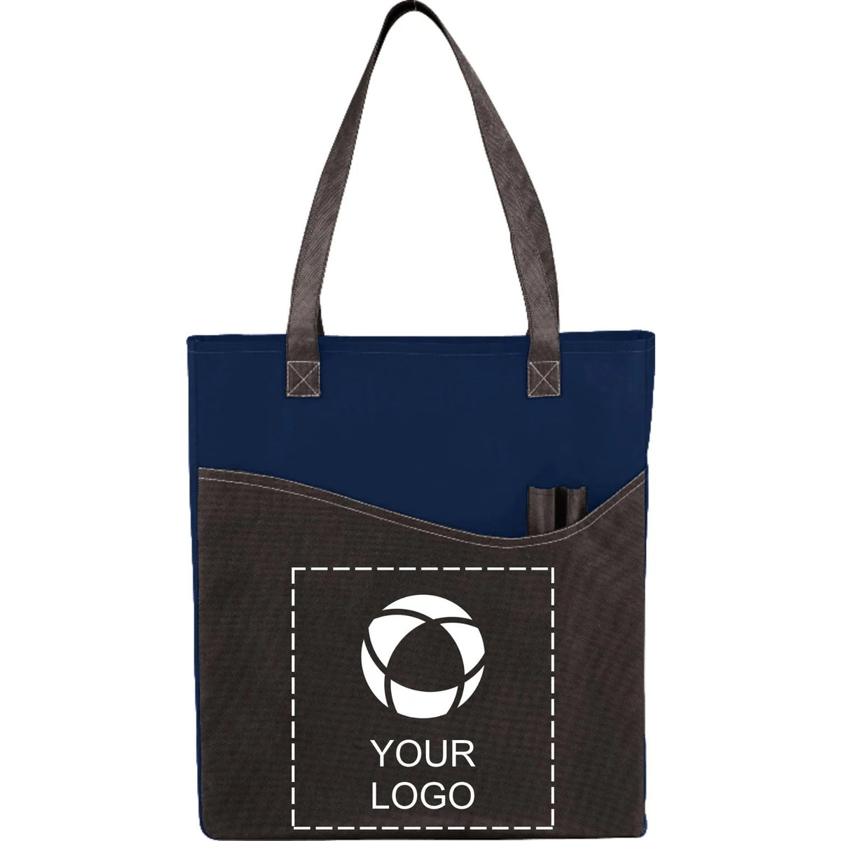 Non-Woven Convention Tote with Front Pocket and Pen Pockets, 17 x 15 in