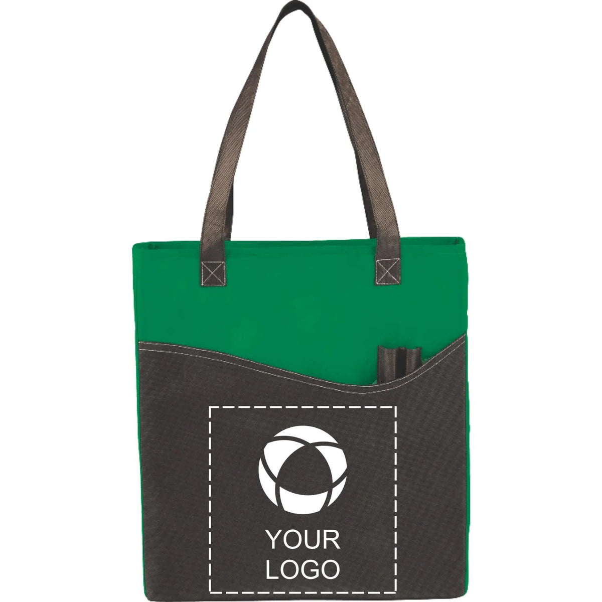 Non-Woven Convention Tote with Front Pocket and Pen Pockets, 17 x 15 in