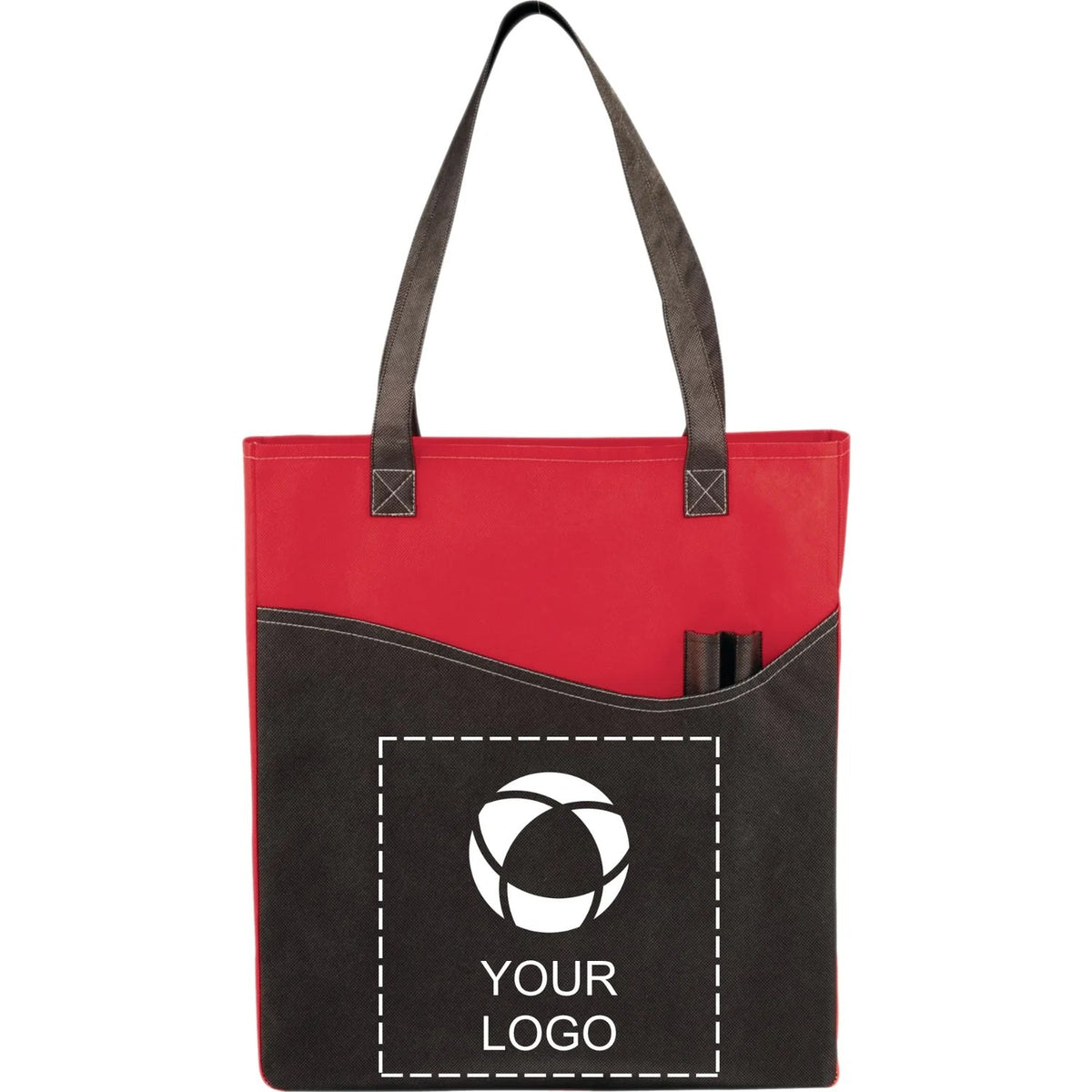 Non-Woven Convention Tote with Front Pocket and Pen Pockets, 17 x 15 in