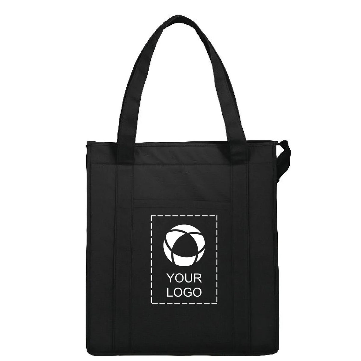 Insulated Non-Woven Zippered Grocery Cooler Tote, 15 x 13 x 9 in