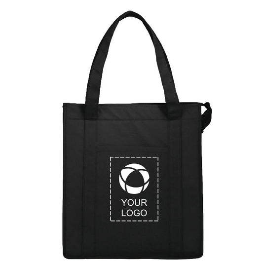Insulated Non-Woven Zippered Grocery Cooler Tote, 15 x 13 x 9 in