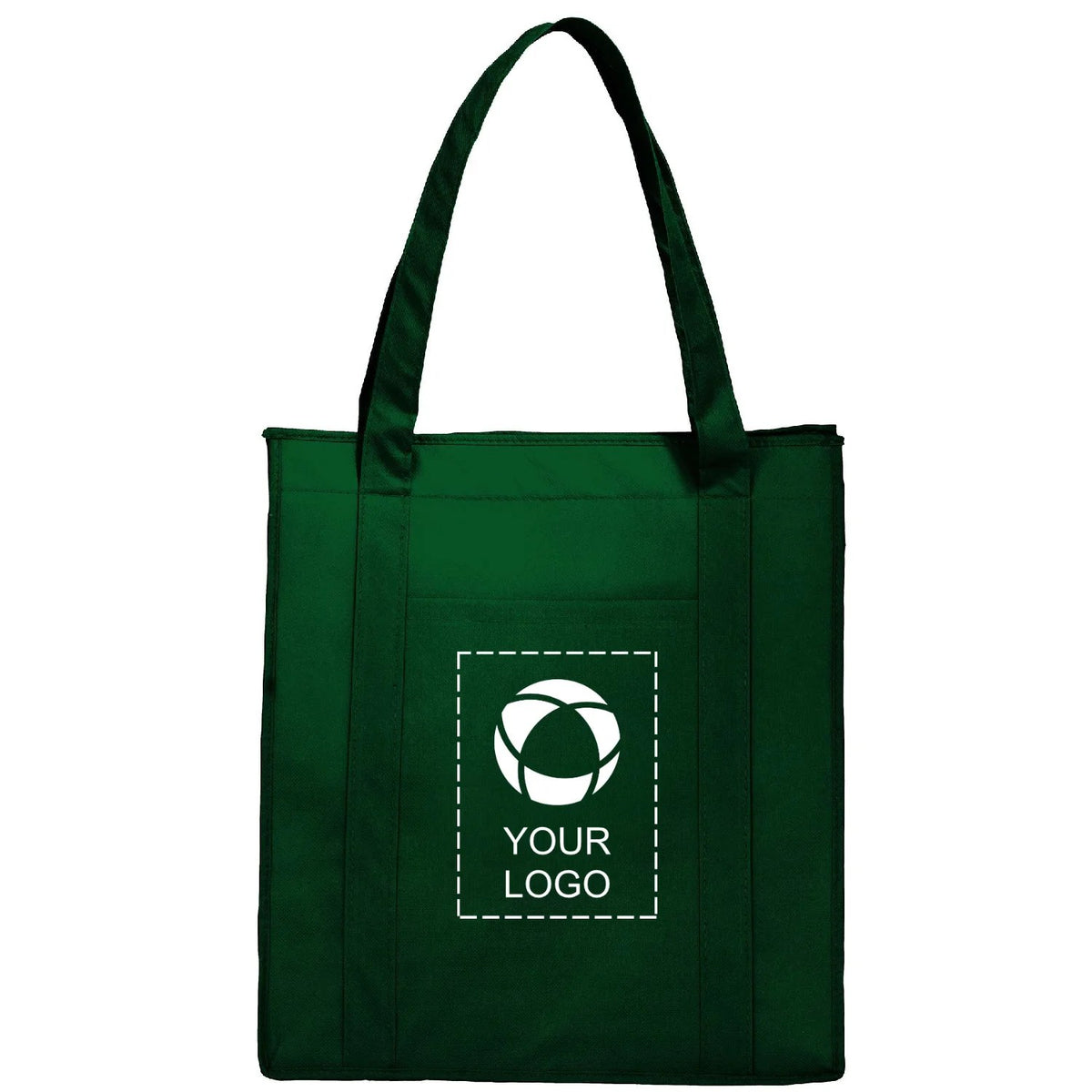 Insulated Non-Woven Zippered Grocery Cooler Tote, 15 x 13 x 9 in