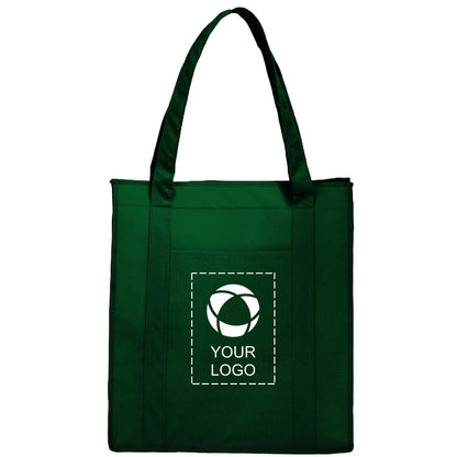 Insulated Non-Woven Zippered Grocery Cooler Tote, 15 x 13 x 9 in