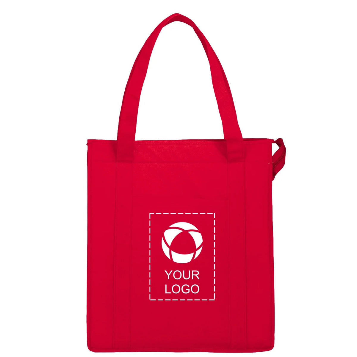 Insulated Non-Woven Zippered Grocery Cooler Tote, 15 x 13 x 9 in
