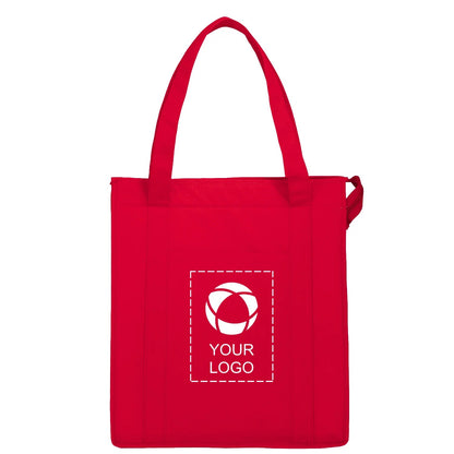 Insulated Non-Woven Zippered Grocery Cooler Tote, 15 x 13 x 9 in