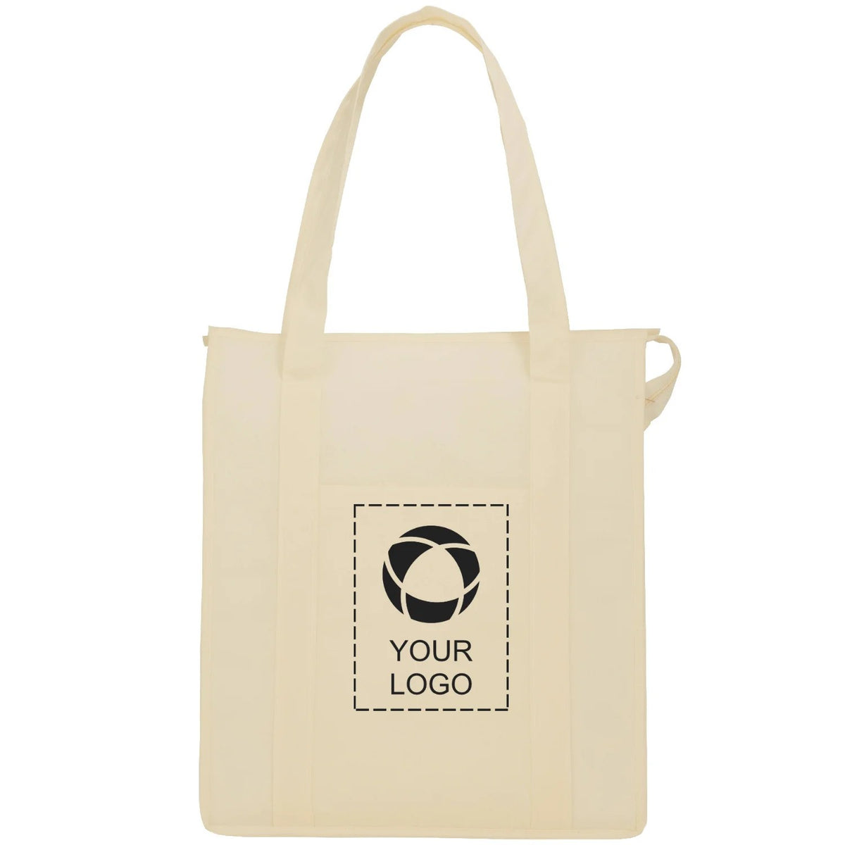 Insulated Non-Woven Zippered Grocery Cooler Tote, 15 x 13 x 9 in