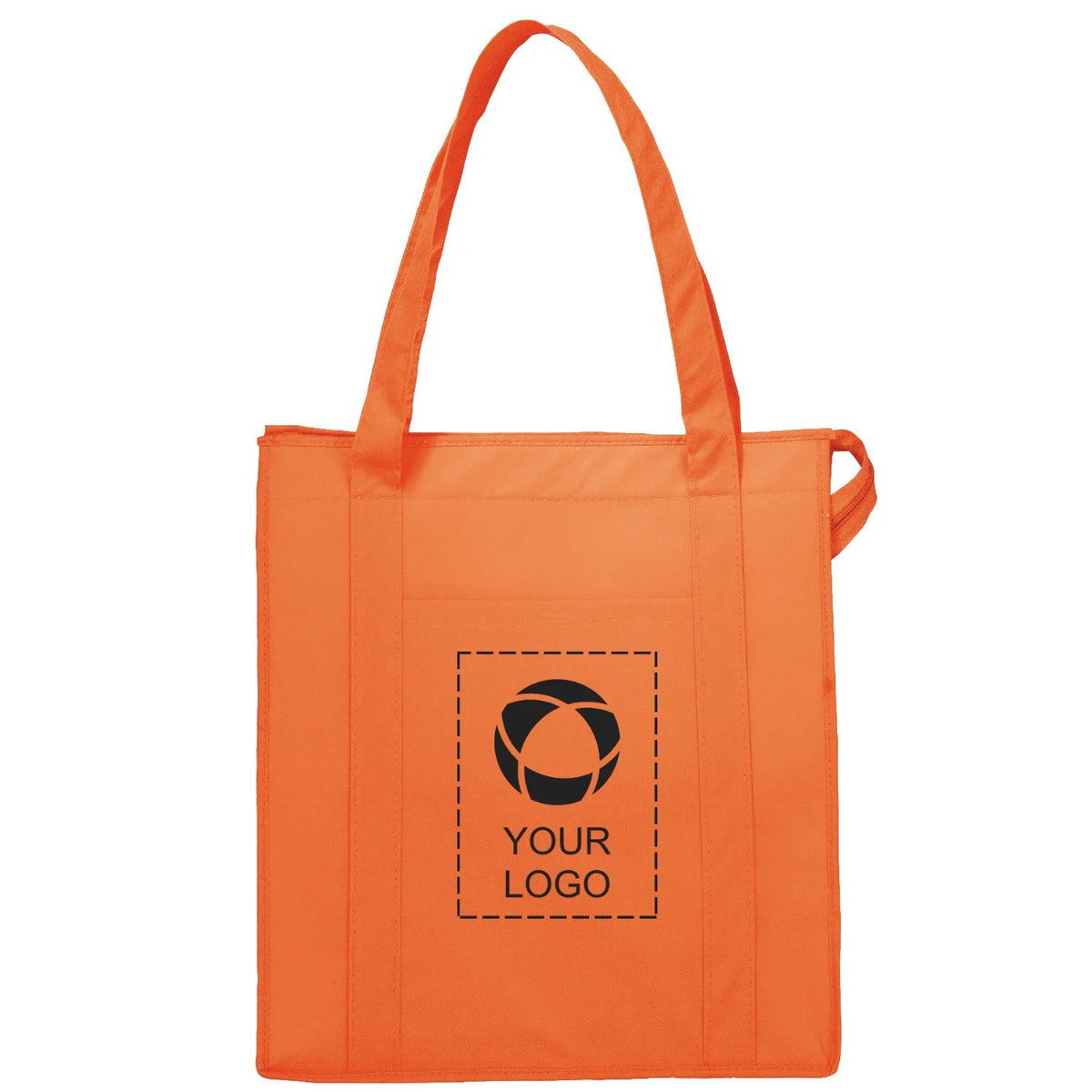 Insulated Non-Woven Zippered Grocery Cooler Tote, 15 x 13 x 9 in