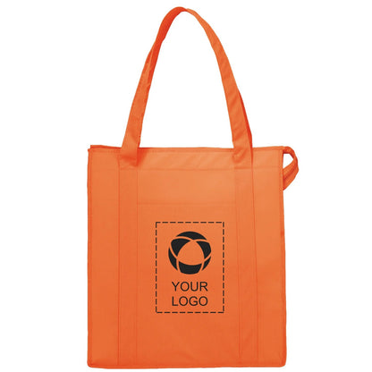 Insulated Non-Woven Zippered Grocery Cooler Tote, 15 x 13 x 9 in