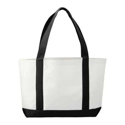 600D Polycanvas Tote Bag with Front Pocket and Trim, 11 x 18 in