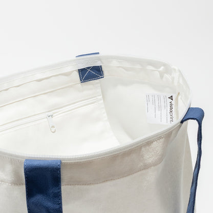 Zippered Cotton Canvas Tote with Interior Pocket, 15 x 18 in