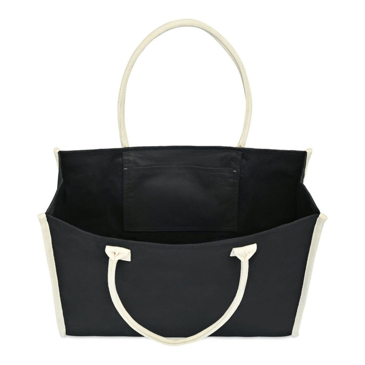 Structured Cotton Canvas Market Tote with Padded Handles, 13.5 x 19 in