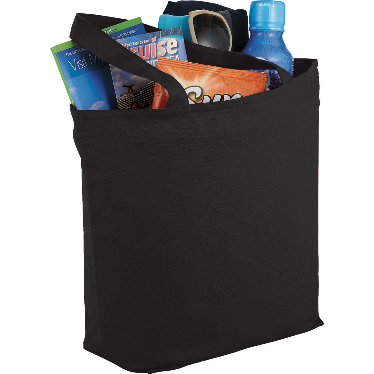 Zippered 8 oz Cotton Canvas Tote with Gusset, 12.4 x 14.2 in