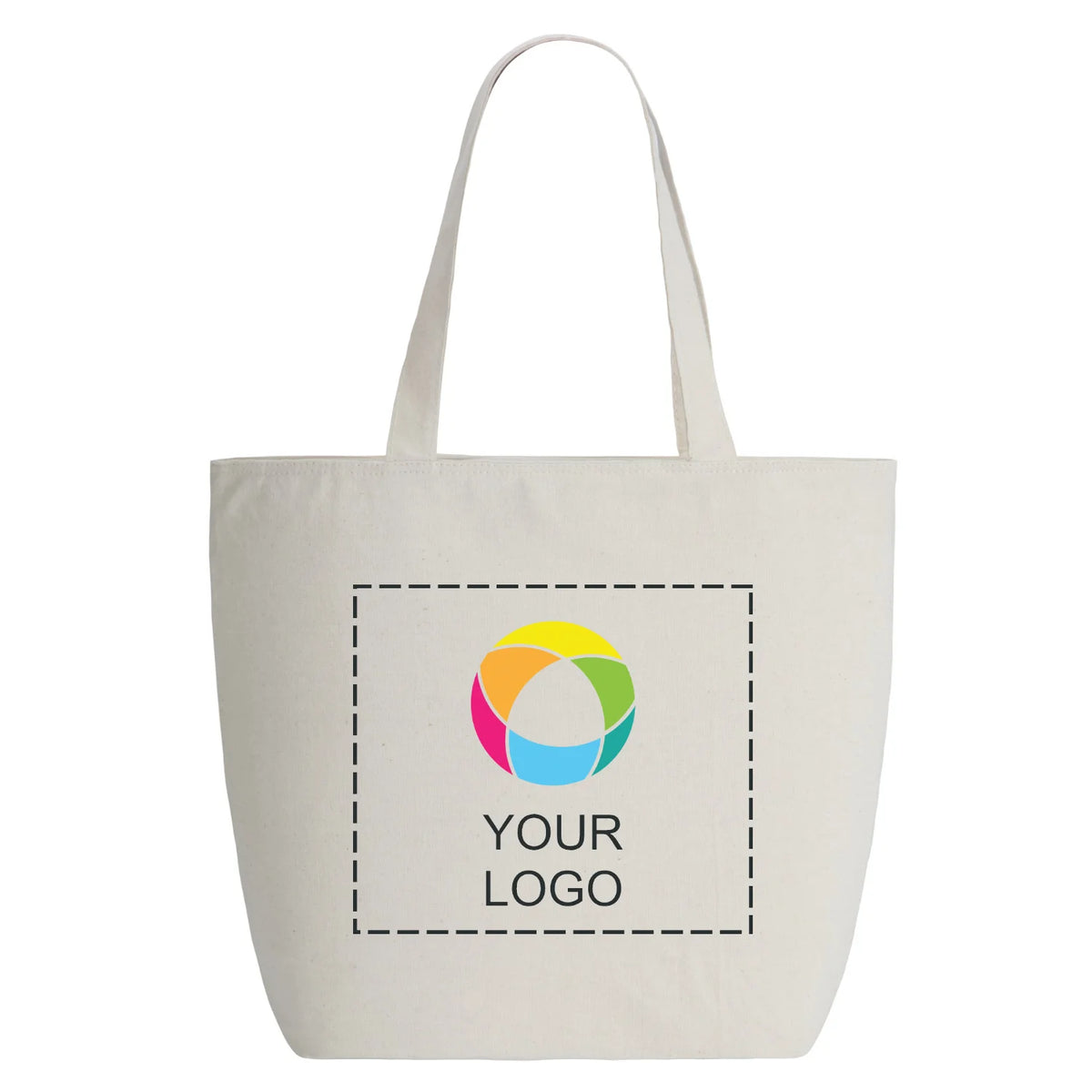 Zippered 8 oz Cotton Canvas Tote with Gusset, 12.4 x 14.2 in