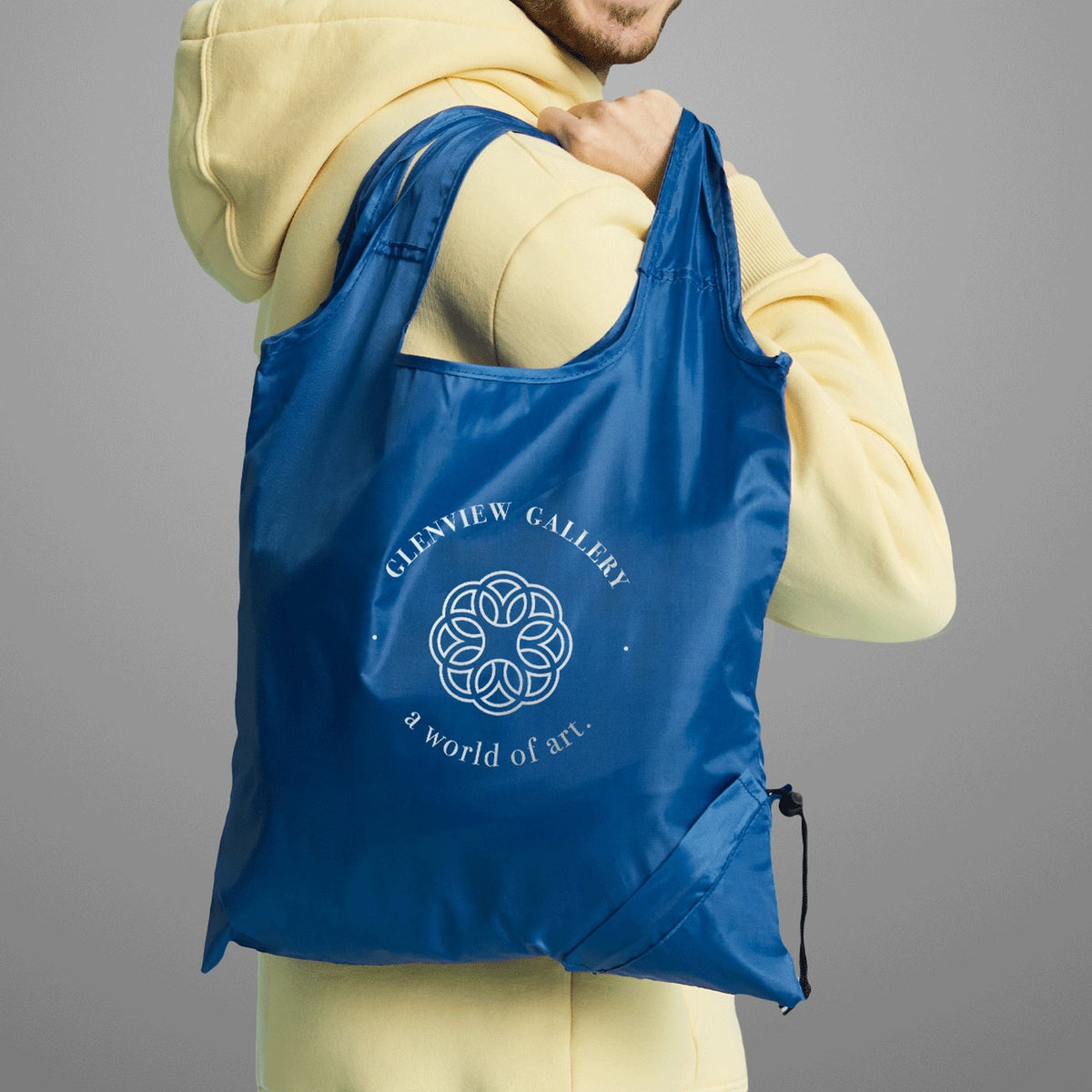 Packable Polyester Promo Tote Bag with Built-In Pouch, 15 x 15.5 in