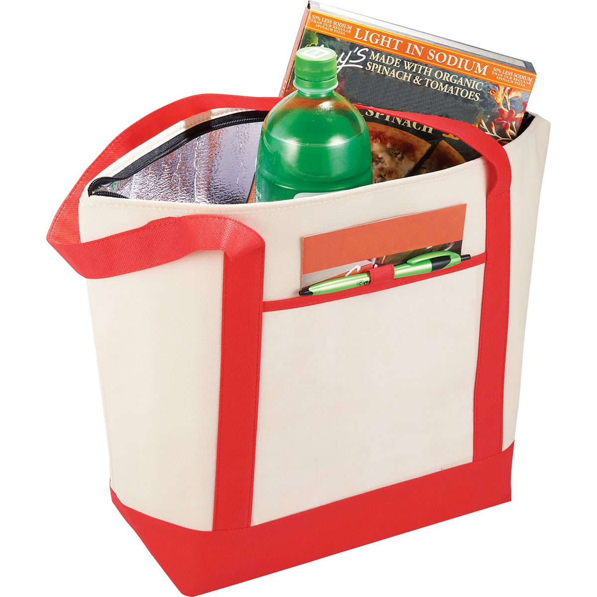 Insulated Non-Woven Cooler Tote, Holds 24 Cans, 13.5 x 17.5 in
