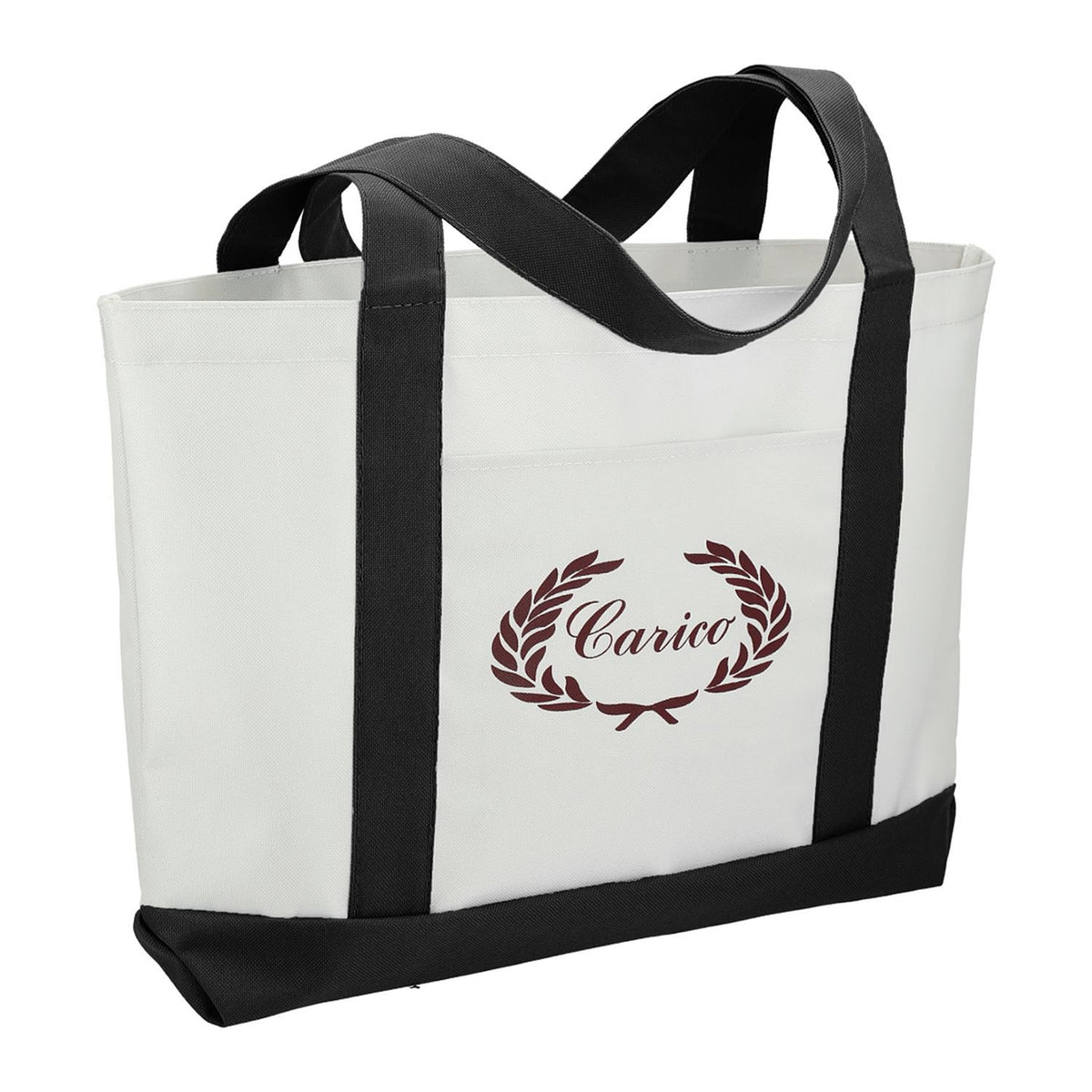 600D Polycanvas Tote Bag with Front Pocket and Trim, 11 x 18 in