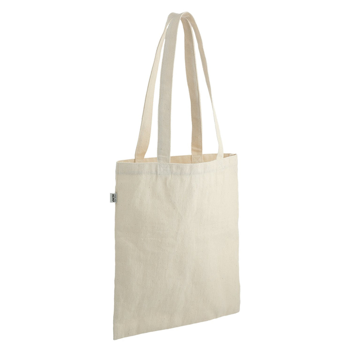Flat Hemp Cotton Blend Tote Bag with 12 in Handle Drop, 13 x 14.75 in