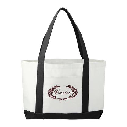 600D Polycanvas Tote Bag with Front Pocket and Trim, 11 x 18 in