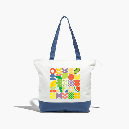 Zippered Cotton Canvas Tote with Interior Pocket, 15 x 18 in