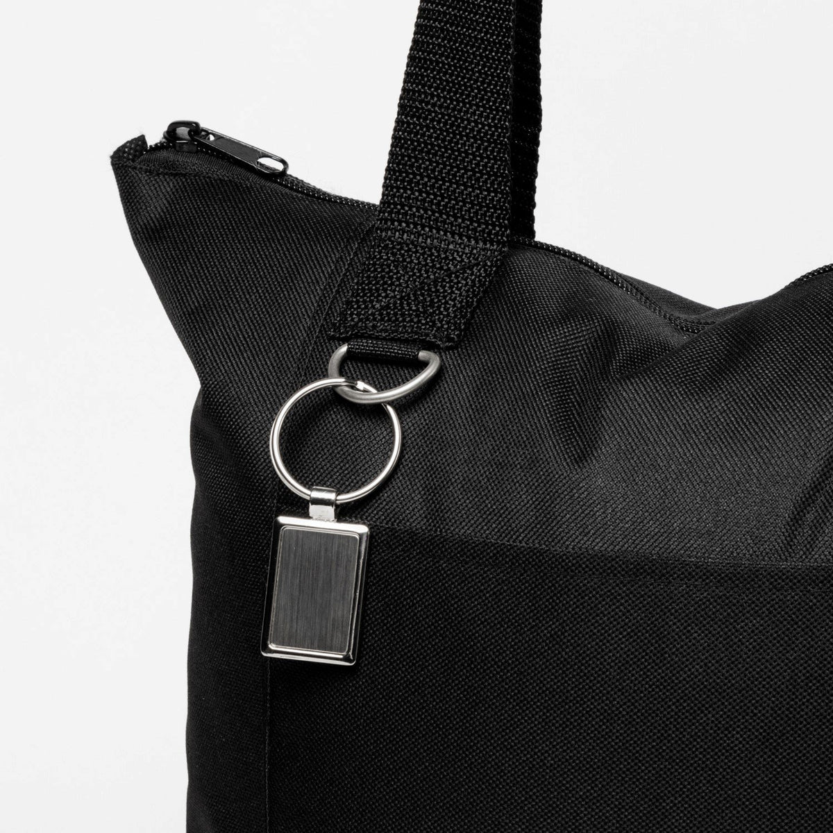600D Polycanvas Zippered Business Tote with Mesh Pockets, 13.75 x 12 in