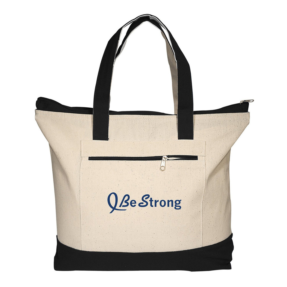 Zippered 10 oz Cotton Canvas Tote with Zip Front Pocket, 14 x 18 in