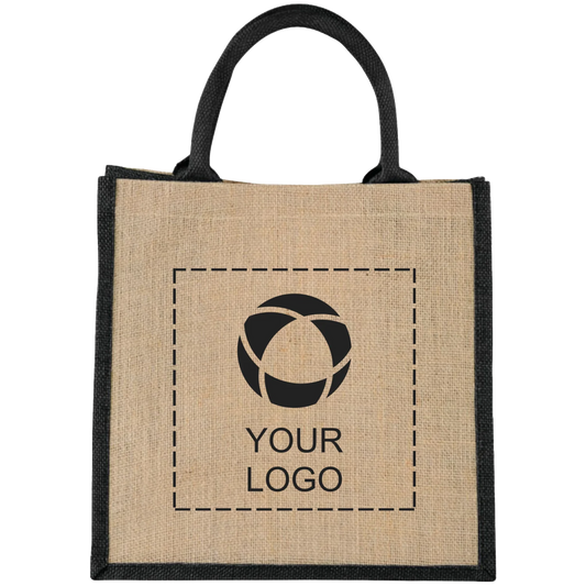 Medium Jute Gift Tote Bag with Hook and Loop Closure, 11.75 in Wide